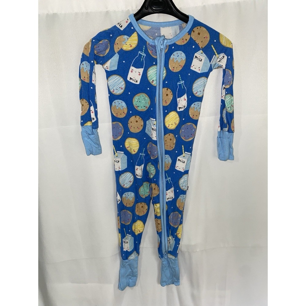 Little Sleepies Blue Cookies & Milk Print Footless Pajamas